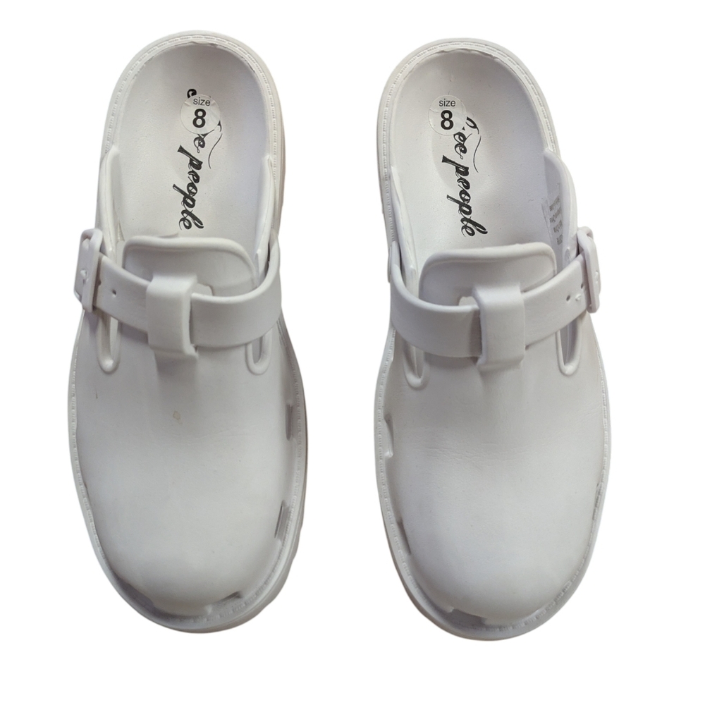 Free People Karlie Buckle Clogs White Size 8 - Picture 3 of 9